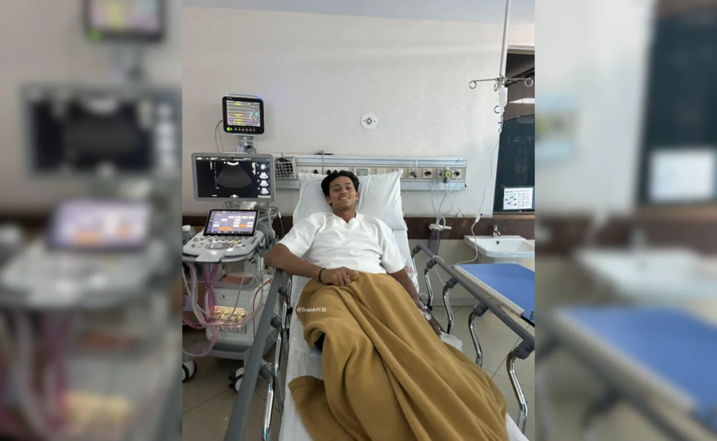 Yashasvi Jaiswal resting in hospital bed.
