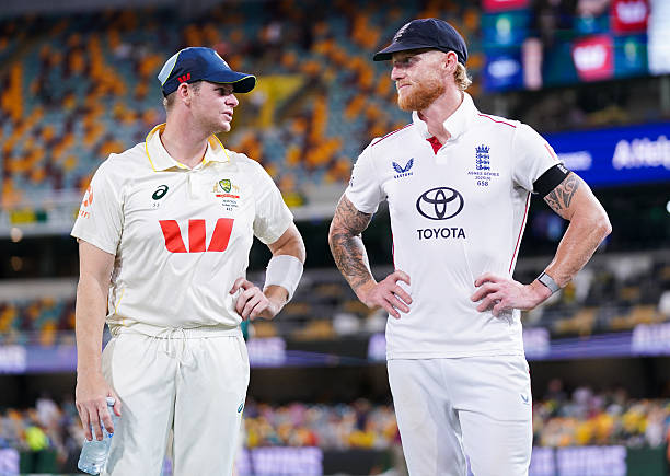 Steve Smith and Ben Stokes during Australia vs England Ashes 2025